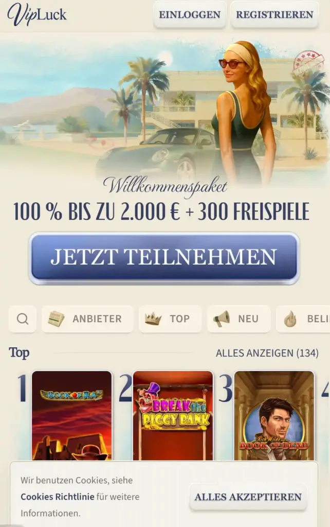Mobile App von VipLuck für Casino-Spiele